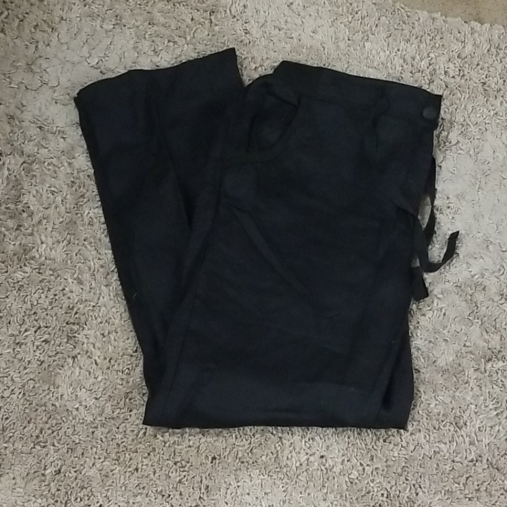 Black wide linen pants